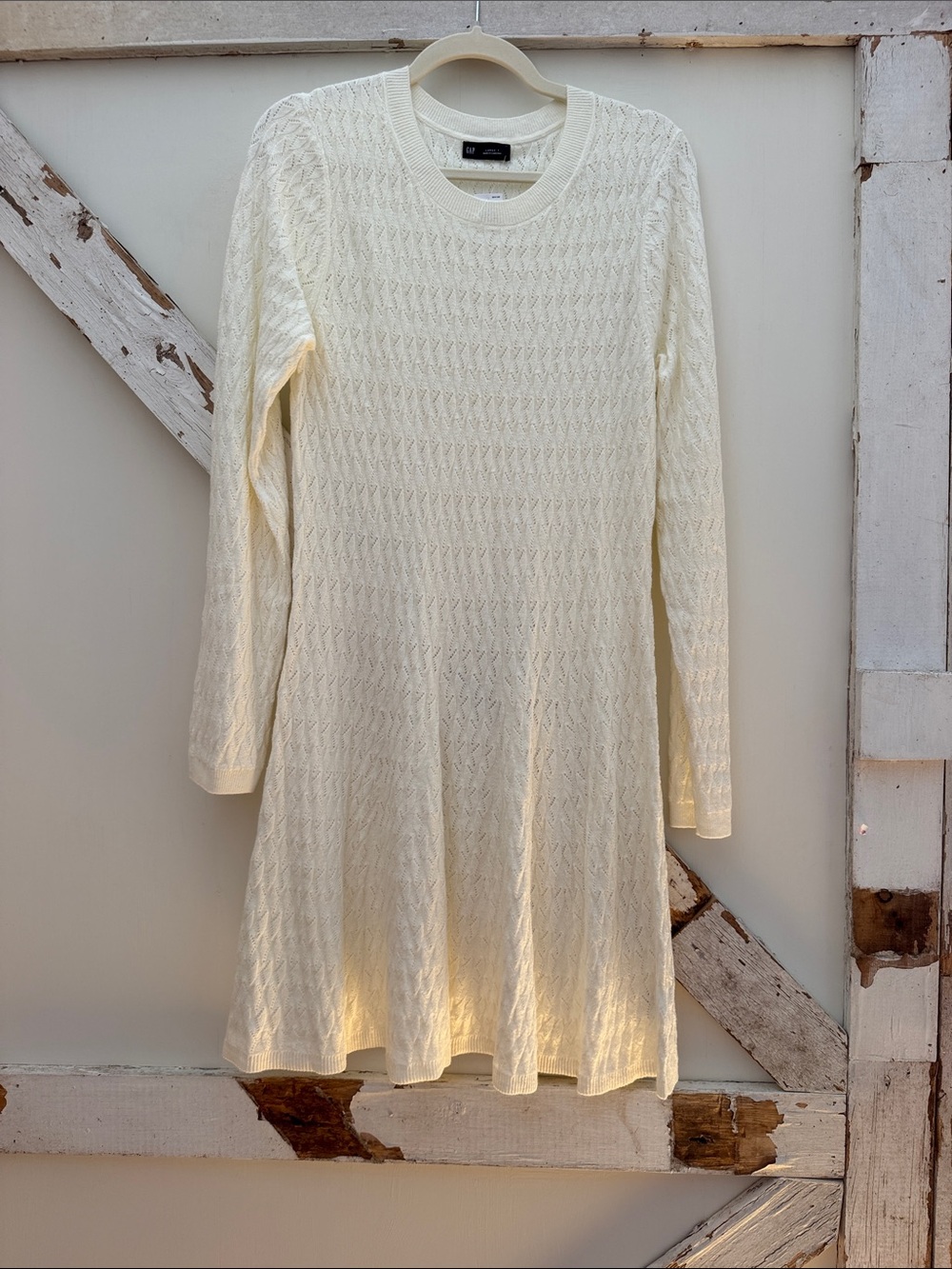 GAP Cream Cable Knit Midi Dress